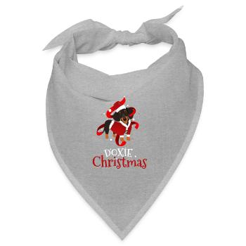 Doxie Christmas Dackel im Weihnachtslook - Bandana Dreieckstuch - Grau meliert - Vorne