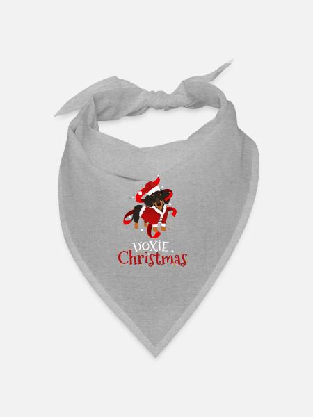 Doxie Christmas Dackel im Weihnachtslook - Bandana Dreieckstuch - Grau meliert