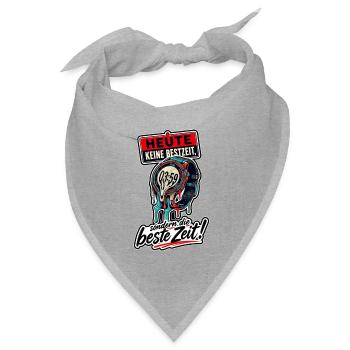 Heute keine Bestzeit, sondern die beste Zeit - Bandana Dreieckstuch - Grau meliert - Vorne