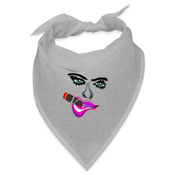Neon Lippenkuss Zigarre Portrait - Bandana Dreieckstuch - Grau meliert - Vorne