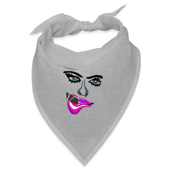 Pop-Art Neonlippen Gesicht - Bandana Dreieckstuch - Grau meliert - Vorne