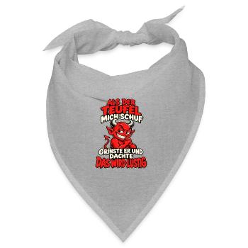 Teufel mit frechem Spruch - Bandana Dreieckstuch - Grau meliert - Vorne
