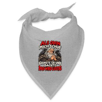 Als Odin mich schuf Wikinger Humor - Bandana Dreieckstuch - Grau meliert - Vorne