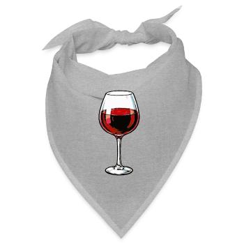 Rotweinglas Illustration - Bandana Dreieckstuch - Grau meliert - Vorne
