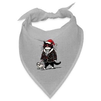 Cool Christmas Lights Cat Walking Dog - Bandana Dreieckstuch - Grau meliert - Vorne