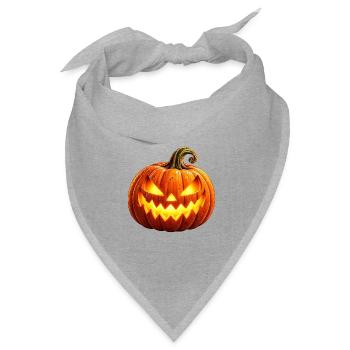 Wenuma Leuchtender Halloween Kürbis - Bandana Dreieckstuch - Grau meliert - Vorne