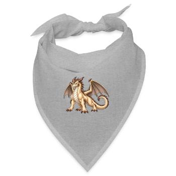 Majestätischer Champignondrache – Fantasy Drache - Bandana Dreieckstuch - Grau meliert - Vorne