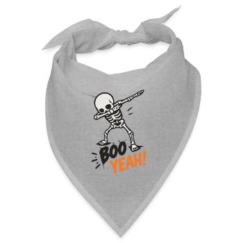 Halloween Skelett Boo yeah  - Bandana Dreieckstuch - Grau meliert - Vorne
