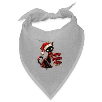 Cute Black Cat Christmas – Merry Christmas Time - Bandana Dreieckstuch - Grau meliert - Vorne