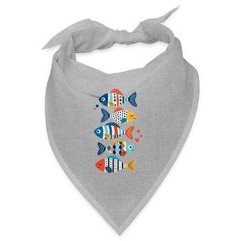 Geometrischer Regenbogenfisch - Bandana Dreieckstuch - Grau meliert - Vorne