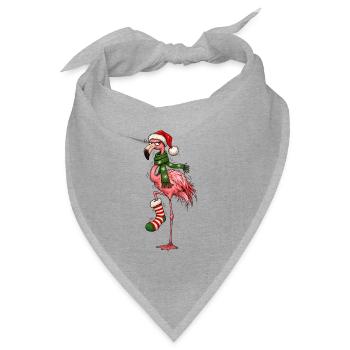 Mürrischer und kühler Weihnachtsflamingo - Bandana Dreieckstuch - Grau meliert - Vorne