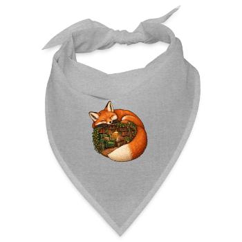 Schlafender Fuchs mit einer gemütlichen Bibliothek - Bandana Dreieckstuch - Grau meliert - Vorne