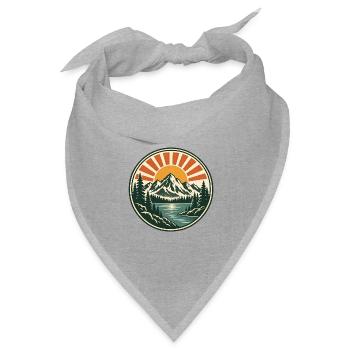 Bergsee Sonnenaufgang Retro Sticker - Bandana Dreieckstuch - Grau meliert - Vorne