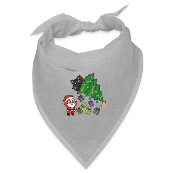 KatzenWeihnachtsbaum & Geschenke - Bandana Dreieckstuch - Grau meliert - Vorne