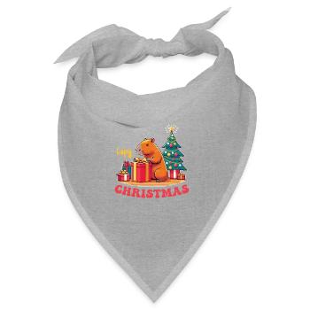 Capy Christmas Tiere süße Wasserschwein Christmas - Bandana Dreieckstuch - Grau meliert - Vorne