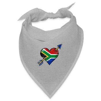 Südafrika Flagge Herz mit Pfeil used look - Bandana Dreieckstuch - Grau meliert - Vorne