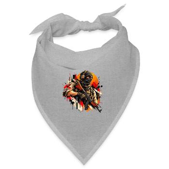 Taktischer Soldat - Geschenk für Gamer Motiv  - Bandana Dreieckstuch - Grau meliert - Vorne