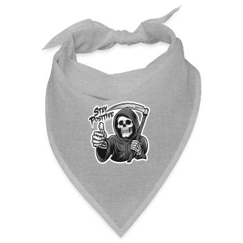 Bleib Positiv Grim Reaper Skelett Humor - Bandana Dreieckstuch - Grau meliert - Vorne