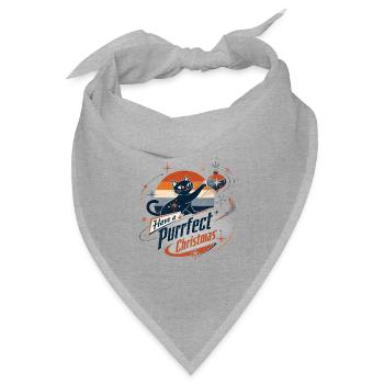 Retro Katze Purrfekt Weihnachten - Bandana Dreieckstuch - Grau meliert - Vorne