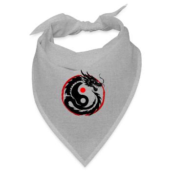 Tintenpinsel Chinesischer Drache Yin Yang - Bandana Dreieckstuch - Grau meliert - Vorne
