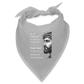 Jesus Porträt mit Dornenkrone und Titeln - Bandana Dreieckstuch - Grau meliert - Vorne
