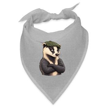 Verdächtiger Flatcap-Dachs - Bandana Dreieckstuch - Grau meliert - Vorne
