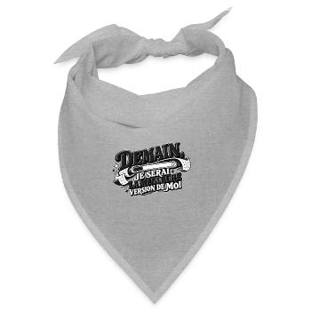 Morgen werde ich die beste Version meiner selbst sein (schwarz und schwarz) - Bandana Dreieckstuch - Grau meliert - Vorne