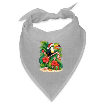 Festlicher Tukan im Paradies – tropisches Weihnachten - Bandana Dreieckstuch - Grau meliert - Vorne