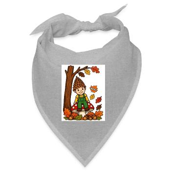 EG Herbst Männlein Kind Wald Wichtel Geschenk - Bandana Dreieckstuch - Grau meliert - Vorne