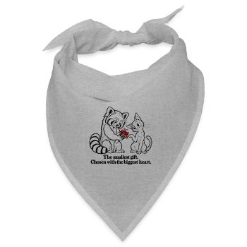 Roter Panda und Kätzchen teilen sich einen Weihnachts-Kiefernzapfen - Bandana Dreieckstuch - Grau meliert - Vorne