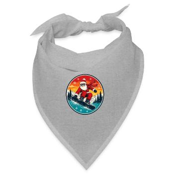 Cooler Weihnachtsmann beim Snowboarden Retro - Bandana Dreieckstuch - Grau meliert - Vorne