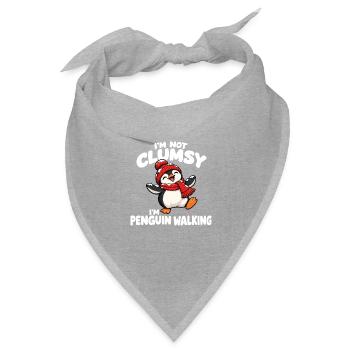 Pinguin watschlen Winter Cartoon Spruch - Bandana Dreieckstuch - Grau meliert - Vorne