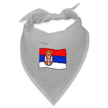 Serbische Flagge als Kinderzeichnung - Bandana Dreieckstuch - Grau meliert - Vorne