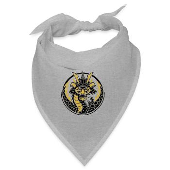 Goldenes Samurai-Drachenemblem - Bandana Dreieckstuch - Grau meliert - Vorne