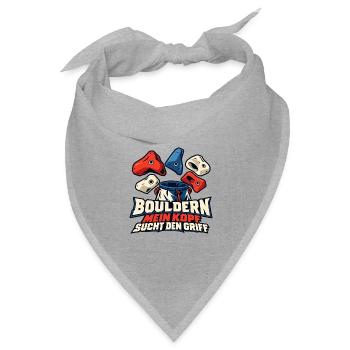 Bouldern – Mein Kopf sucht den Griff - Bandana Dreieckstuch - Grau meliert - Vorne