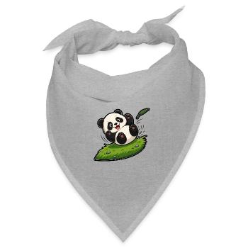 Kugel Panda Baby Rollen Hügel Comic Kinder T-Shirt - Bandana Dreieckstuch - Grau meliert - Vorne