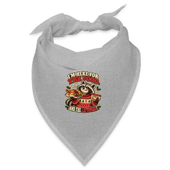 I’m Here for the Food – Weihnachtswaschbär - Bandana Dreieckstuch - Grau meliert - Vorne