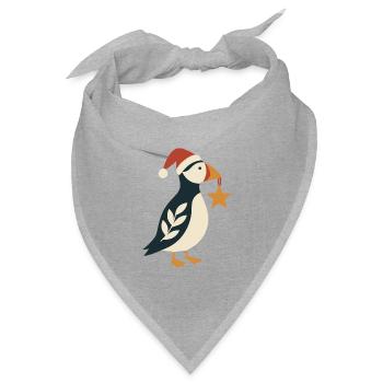 Weihnachtspuffin mit Weihnachtsstern - Bandana Dreieckstuch - Grau meliert - Vorne