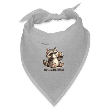 Waschbär mit Kaffee für Morgenmuffel - Bandana Dreieckstuch - Grau meliert - Vorne