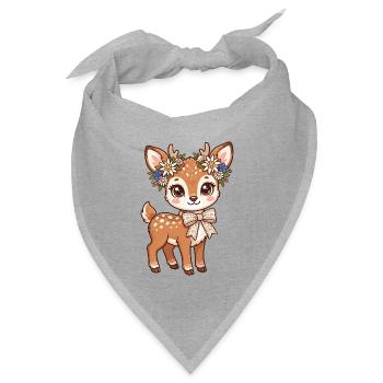 Blumenkranz Reh - Bandana Dreieckstuch - Grau meliert - Vorne