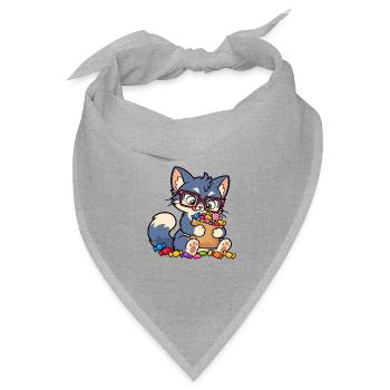 Sweet Stash – Süße Süßigkeiten-Horterkatze - Bandana Dreieckstuch - Grau meliert - Vorne