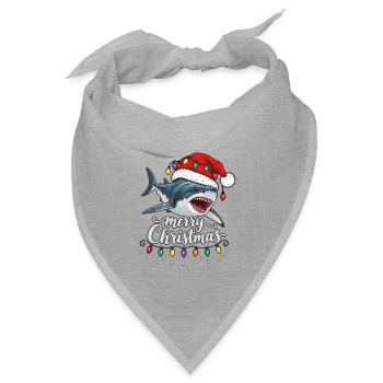 Weihnachtshai mit Lichterkette Hai - Bandana Dreieckstuch - Grau meliert - Vorne