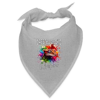 Kronengecko Flüsterer - Bandana Dreieckstuch - Grau meliert - Vorne