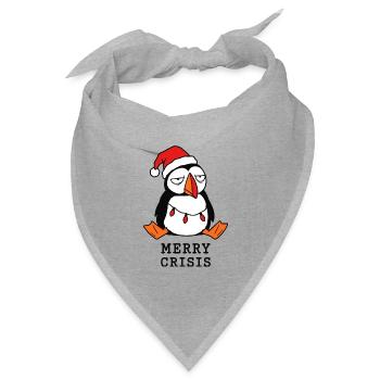 Fröhliche Weihnachtskrise Meme Lustiger Papageientaucher - Bandana Dreieckstuch - Grau meliert - Vorne