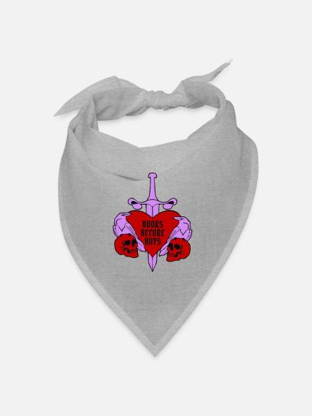 Books Before Boys - dreifarbig - Bandana Dreieckstuch - Grau meliert