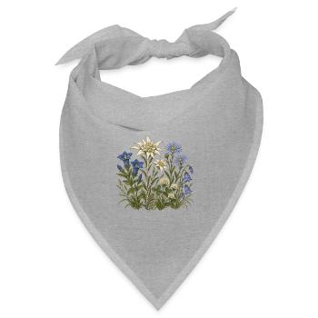 Alpenblumen – Botanische Vintage-Illustration - Bandana Dreieckstuch - Grau meliert - Vorne