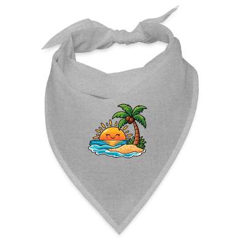Tropischer Sonnenuntergang mit Palme - Bandana Dreieckstuch - Grau meliert - Vorne