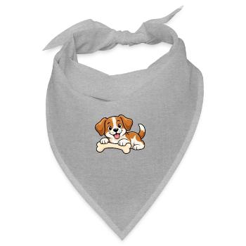 Süßer kleiner Hund mit Knochen – Comic Welpe - Bandana Dreieckstuch - Grau meliert - Vorne