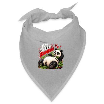 Eat Sleep Bamboo Panda - Bandana Dreieckstuch - Grau meliert - Vorne