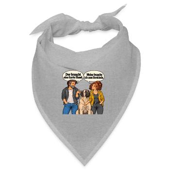 Frau_streichelt_Kangal_im_Comic - Bandana Dreieckstuch - Grau meliert - Vorne